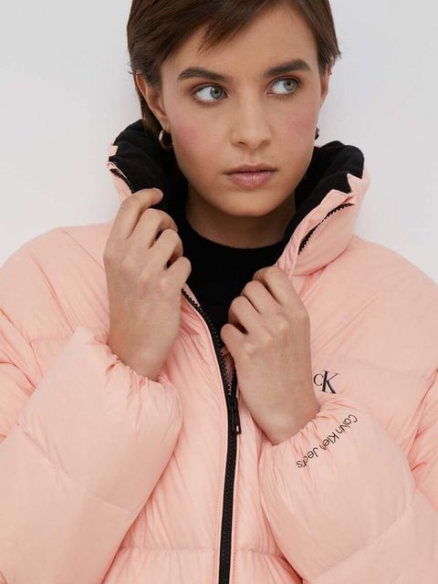 Calvin Klein Jeans kurtka puchowa damska kolor różowy zimowa