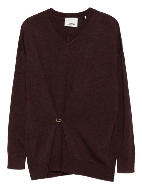 ISABEL MARANT Chiraz V-neck ring-detail sweater - Red - zdjęcie produktu nr 1