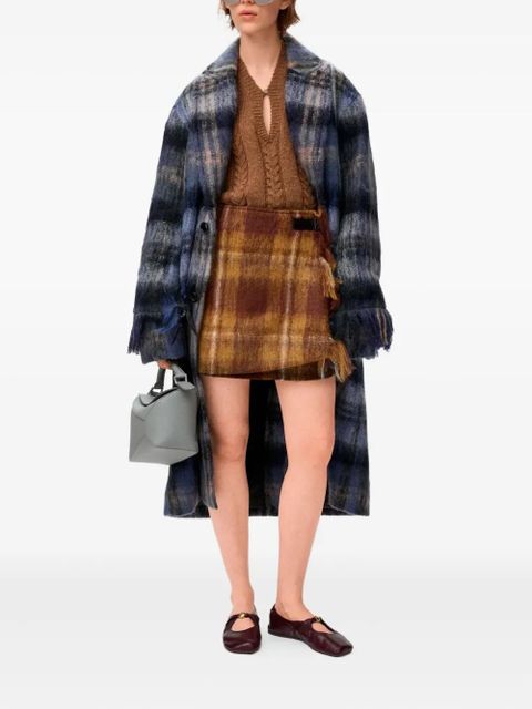 LOEWE plaid fringed coat - Blue - zdjęcie produktu nr 1