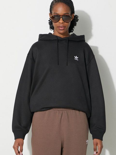 adidas Originals bluza Trefoil Hoodie damska kolor czarny z kapturem z nadrukiem IU2409 - zdjęcie produktu nr 2