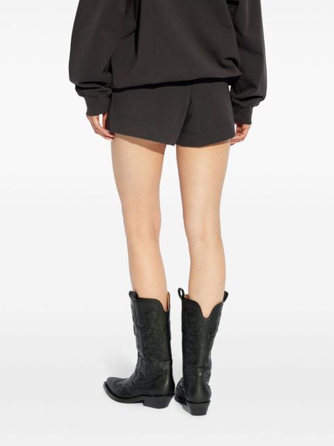 GANNI logo-embroidered organic cotton track shorts - Black