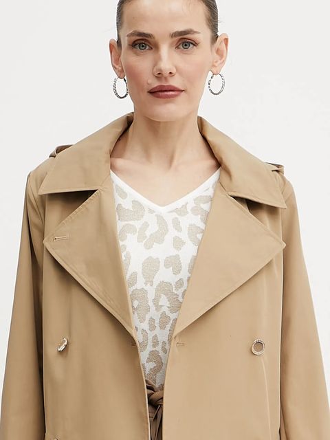 Morgan trencz GROAD damski kolor zielony przejściowy dwurzędowy GROAD