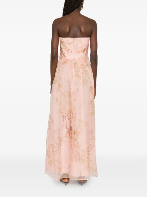 Max Mara floral-print strapless dress - Pink