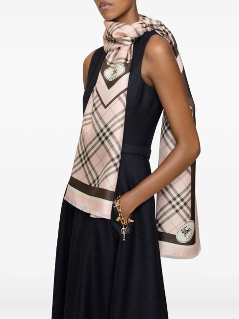 Burberry Check-pattern silk scarf - Pink