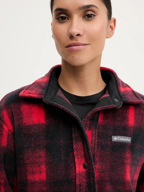 Columbia koszula Benton Springs damska kolor czerwony relaxed z kołnierzykiem klasycznym 2085661