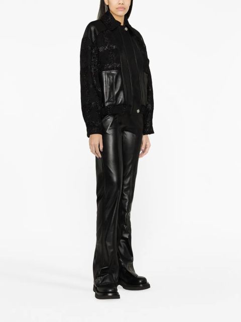 Versace glittered leather bomber jacket - Black - zdjęcie produktu nr 2