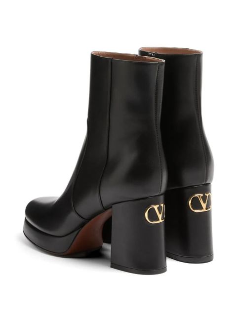 Valentino Garavani Fawcette platform ankle boots in calfskin 90mm - Black