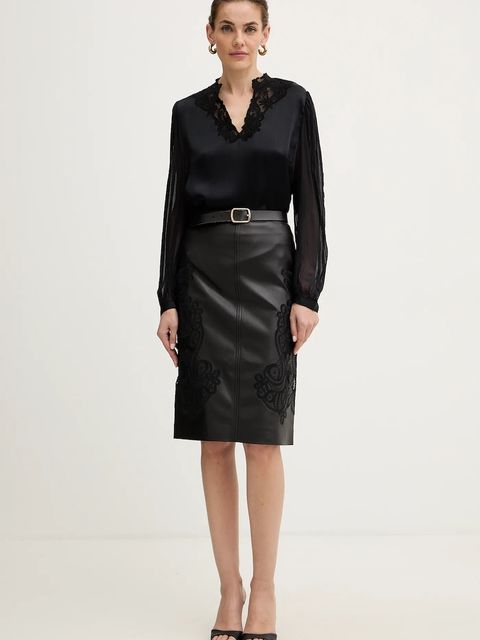 Twinset bluzka damska kolor czarny gładka 252TT2243 - zdjęcie produktu nr 2