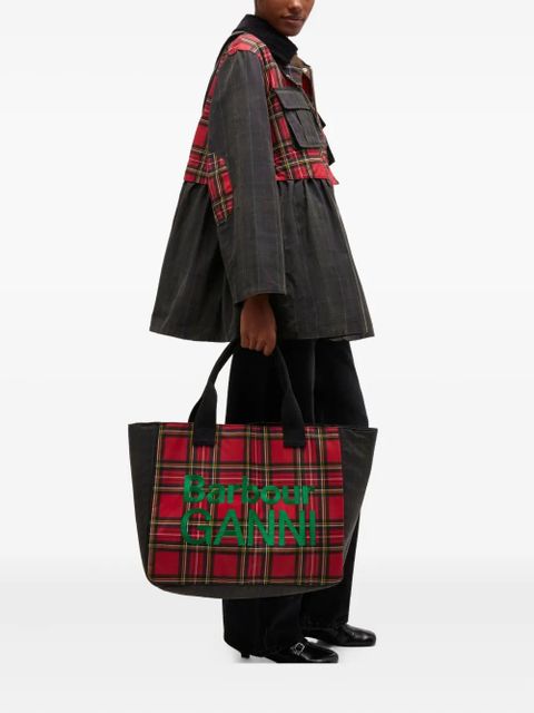 GANNI x Barbour tartan tote bag - Red