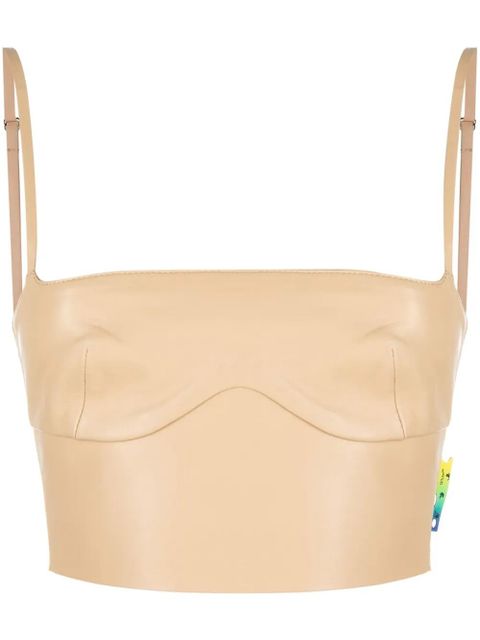 Off-White cropped leather bustier top - Neutrals - zdjęcie produktu nr 1