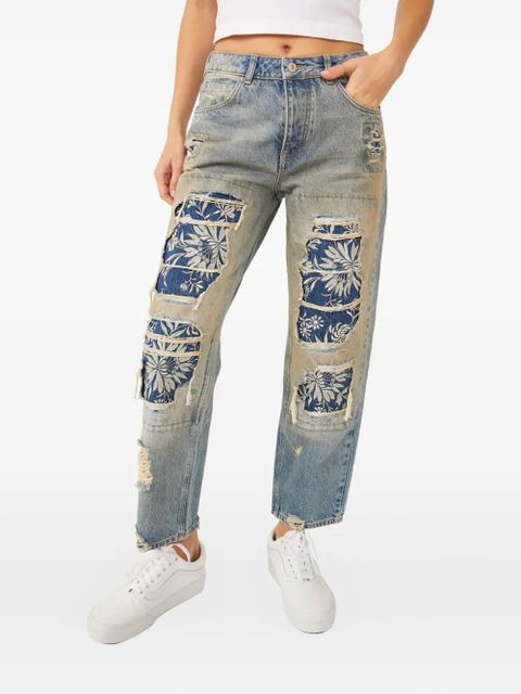 Free People floral-print distressed jeans - Blue - zdjęcie produktu nr 1