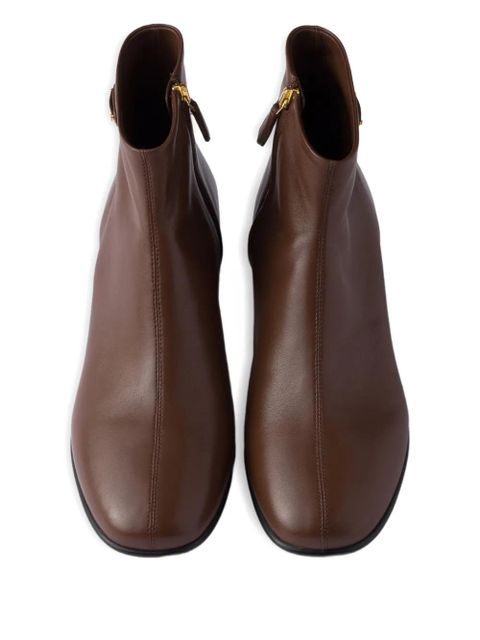 Prada 35mm logo zip boots - Brown