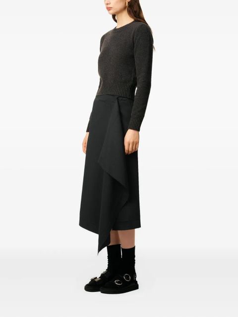 AMI Paris wrap asymmetrical wool midi skirt - Black