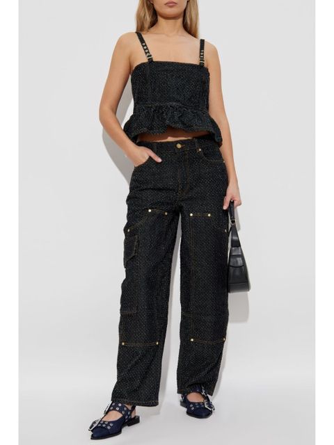 GANNI peplum denim top - Black - zdjęcie produktu nr 2