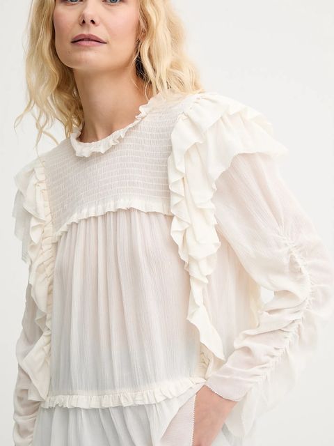 MUNTHE bluzka CRISP damska kolor beżowy gładka 252100225231