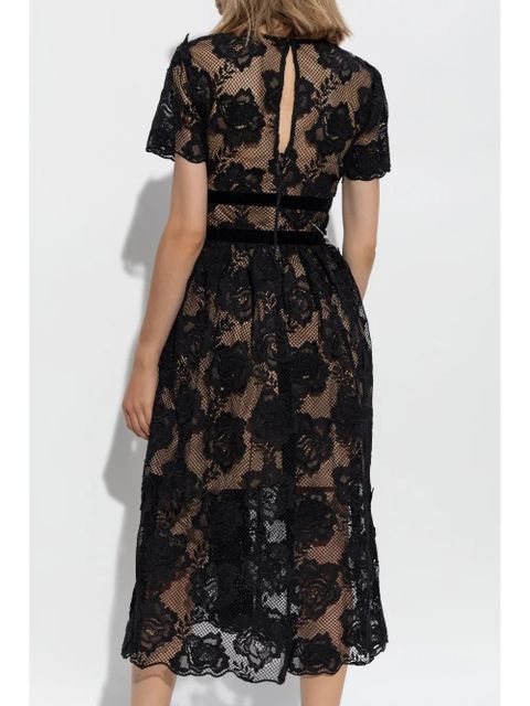 Self-Portrait lace midi dress - Black