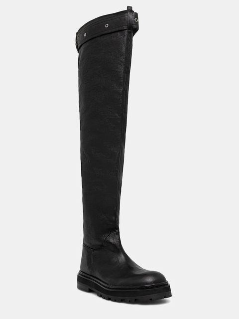 Patrizia Pepe kozaki skórzane kolor czarny na płaskim obcasie 8Y0142 L005 FB30 - zdjęcie produktu nr 1