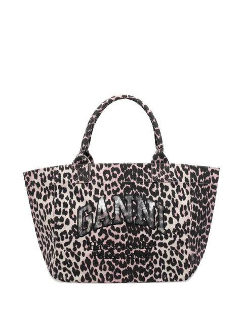 GANNI logo-print leopard-pattern tote bag - Pink - zdjęcie produktu nr 1