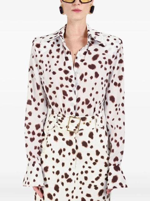 Rowen Rose dalmatian-pattern long-sleeve shirt - White