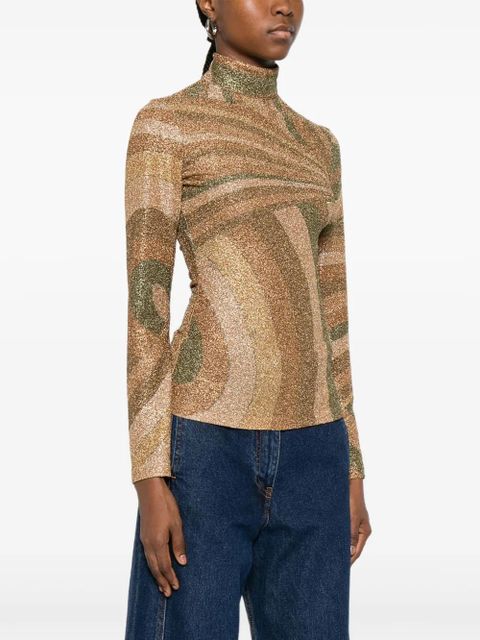 PUCCI Iride-print lamé jersey top - Brown