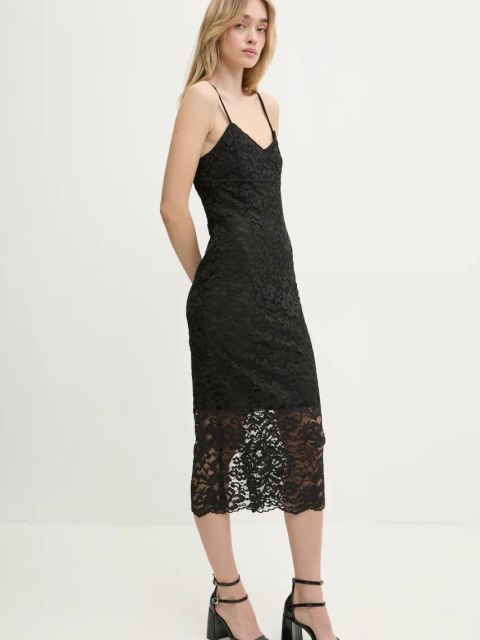 Blugirl Blumarine sukienka kolor czarny midi dopasowana RA5200.J4895