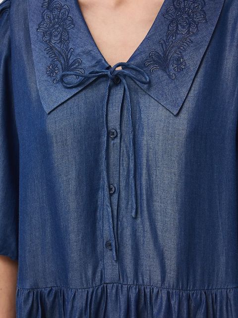 Medicine sukienka jeansowa kolor granatowy mini oversize