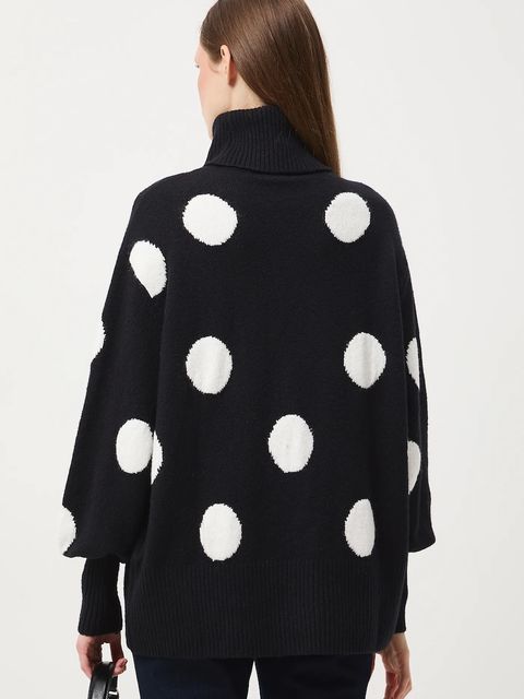 Medicine sweter z domieszką wełny damski kolor czarny z golfem