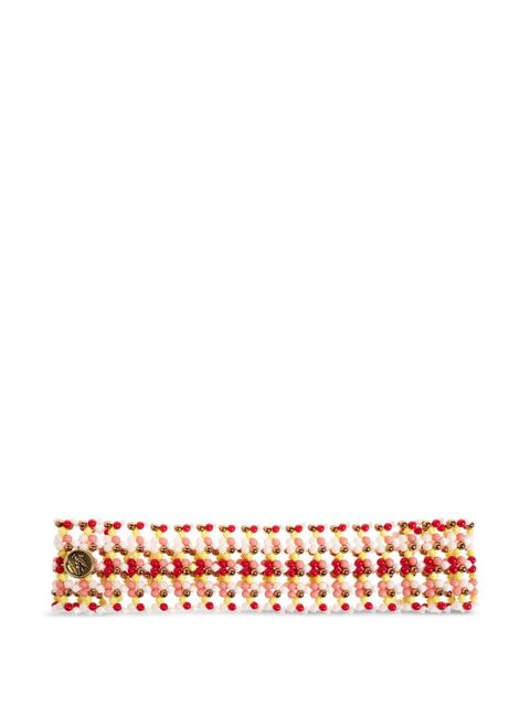 ETRO beaded logo-plaque head band - Red - zdjęcie produktu nr 1