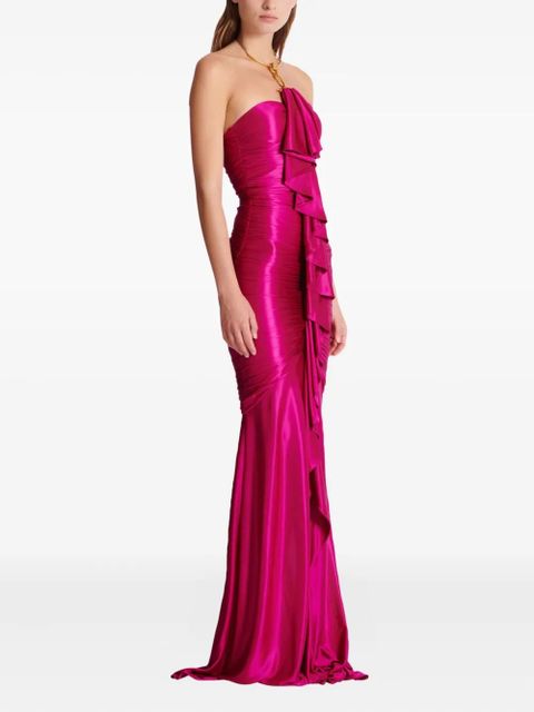 Balmain draped-bustier dress - Pink