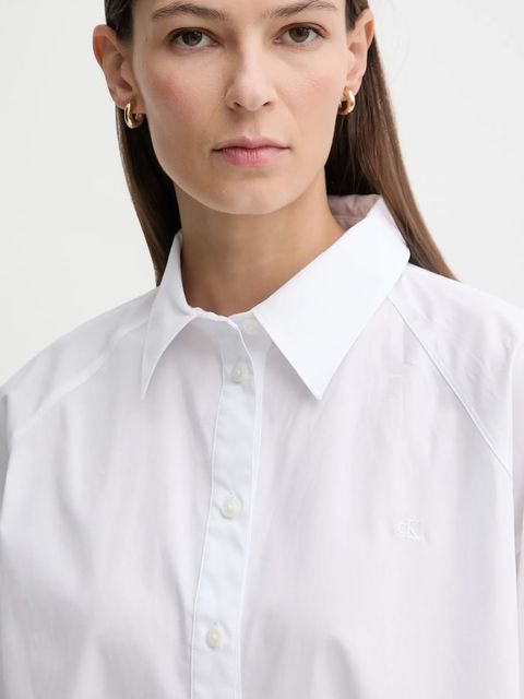 Calvin Klein Jeans koszula damska kolor biały relaxed z kołnierzykiem klasycznym LV047C141G