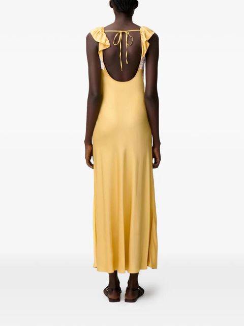 Claudie Pierlot lace-trim ruffled dress - Yellow