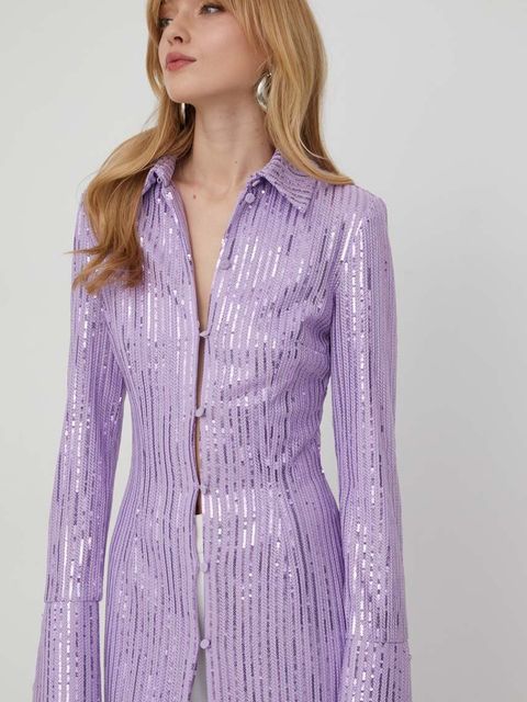 Stine Goya sukienka kolor fioletowy midi dopasowana SG5709