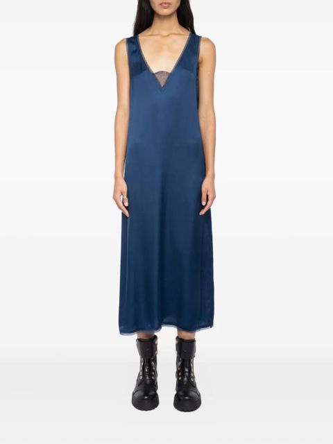 Zadig&Voltaire lace-trimmed slip midi dress - Blue - zdjęcie produktu nr 2