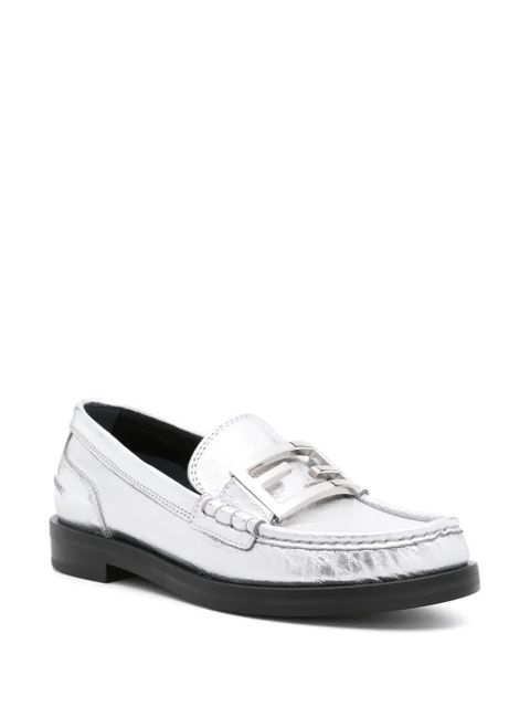 FENDI Baguette metallic leather loafers - Silver - zdjęcie produktu nr 2