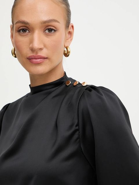 Fracomina bluzka damska kolor czarny gładka FR25WT1020W41101