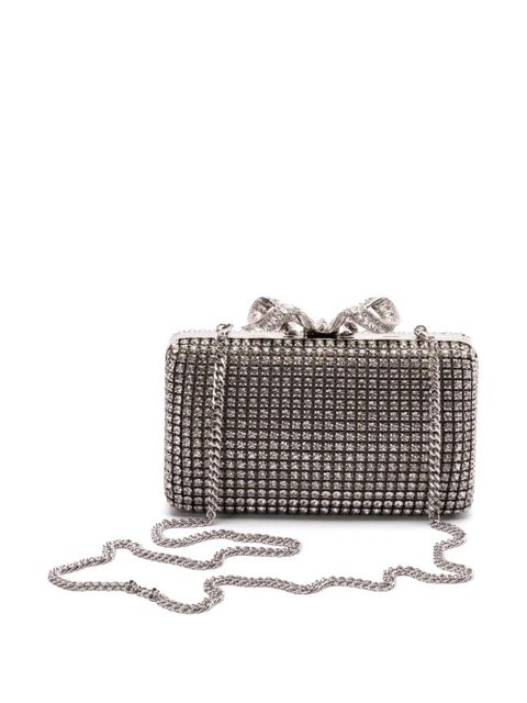 Self-Portrait crystal clutch bag - Silver