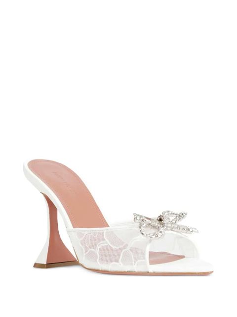 Amina Muaddi Rosie crystal-bow lace sandals - White - zdjęcie produktu nr 2