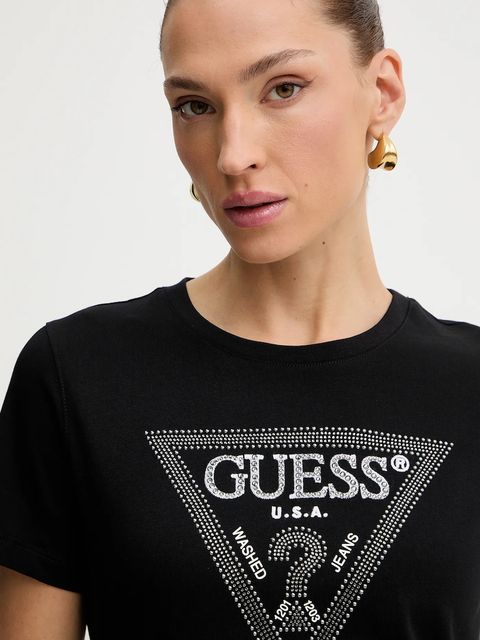 Guess t-shirt bawełniany damski kolor czarny W5BI18 I3Z14 - zdjęcie produktu nr 2
