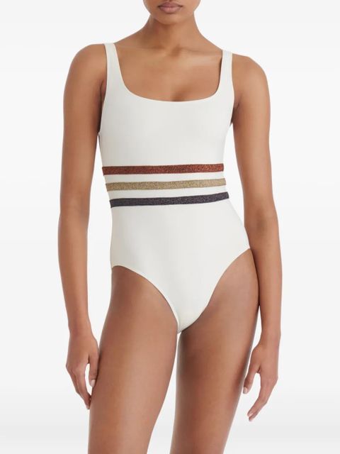 ERES Radieux striped-waistband swimsuit - White