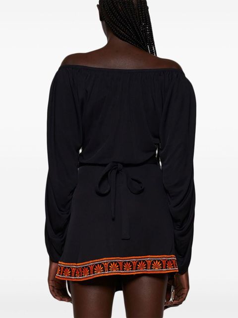 Rabanne contrast trimming off-the-shoulder minidress - Black