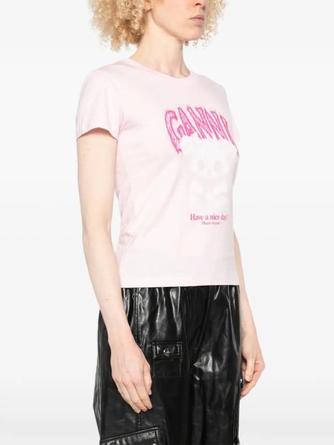 GANNI graphic-print T-shirt - Pink