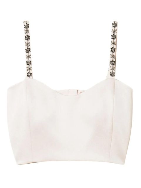 TWINSET embroidered-strap duchess-satin top - White - zdjęcie produktu nr 1