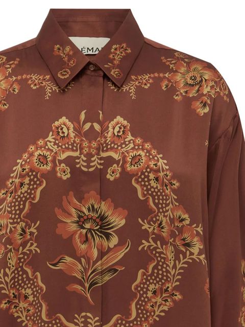 ALEMAIS Seraphina floral-print silk shirt - Brown