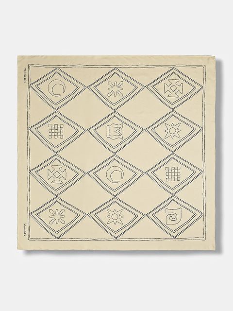 Nanushka chusta jedwabna kolor beżowy wzorzysta NU25PFSC00505 - zdjęcie produktu nr 1