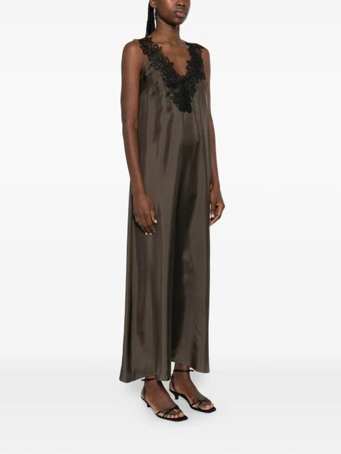 Róhe V-neck silk maxi dress - Brown