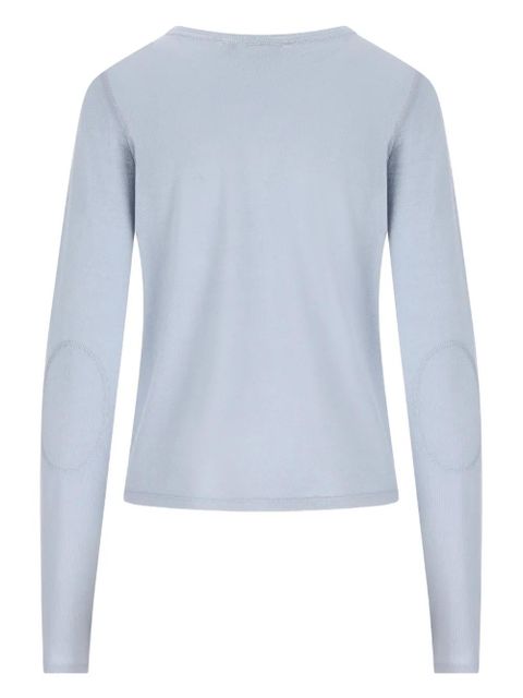 Miu Miu Henley button elbow-patch T-shirt - Blue