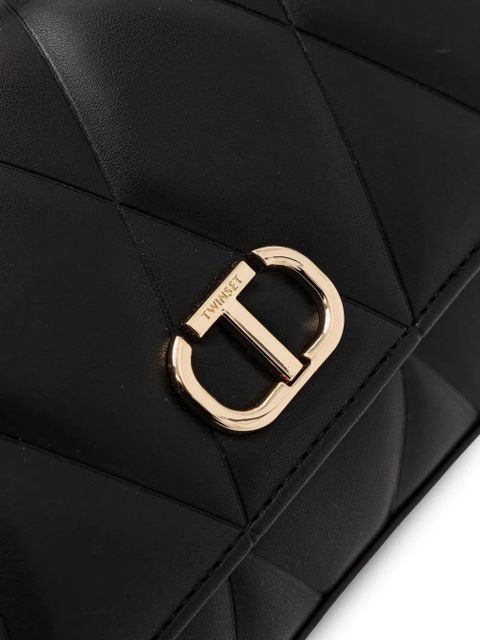 TWINSET logo-plaque quilted satchel bag - Black