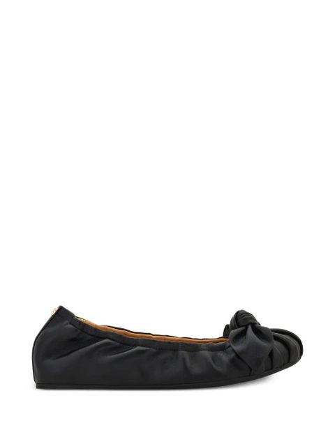 Ferragamo bow-detail draped leather ballet flats - Black - zdjęcie produktu nr 1