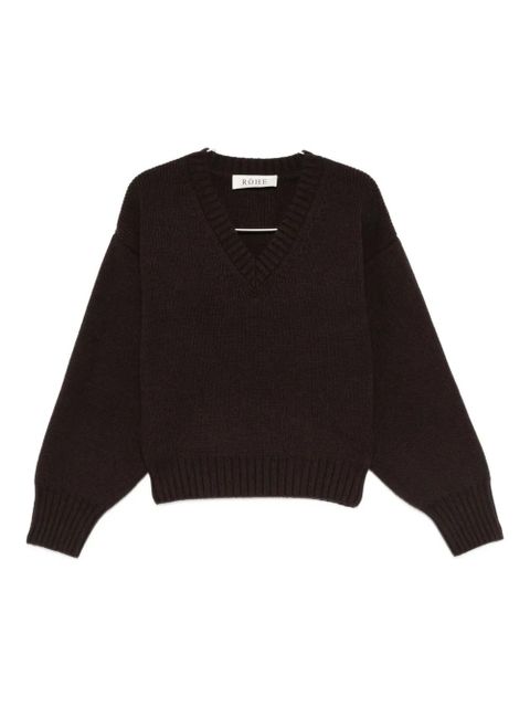 Róhe V-neck ribbed-knit jumper - Brown