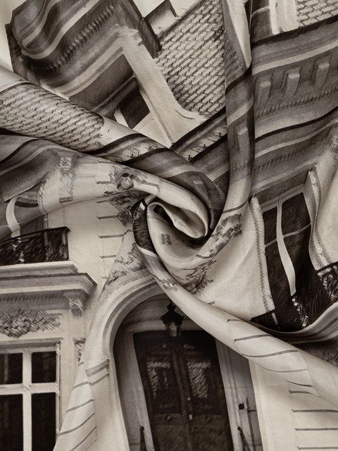 Karl Lagerfeld chusta jedwabna RSG MAISON damska kolor czarny wzorzysta A4W33138 - zdjęcie produktu nr 2